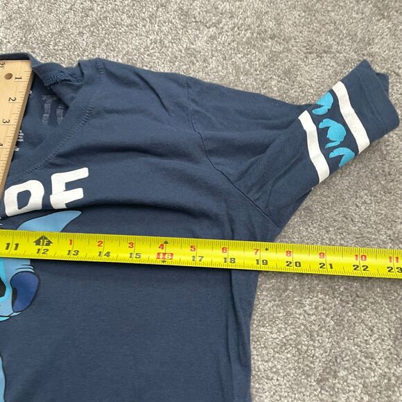 Disney Stitch Graphic T-Shirt Juniors XXL Blue Crew Neck Short Sleeve Cotton Tee - Picture 8 of 11